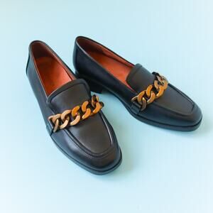 Vionic Mizelle Gold Chain Leather Loafer Flat Womens Size 6.5 Chunky Business